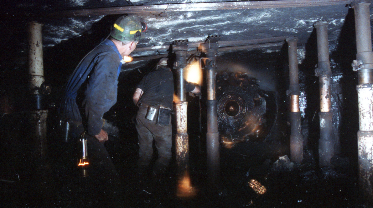 Drum Shearer at the Face Blenkinsopp Castle Colliery,